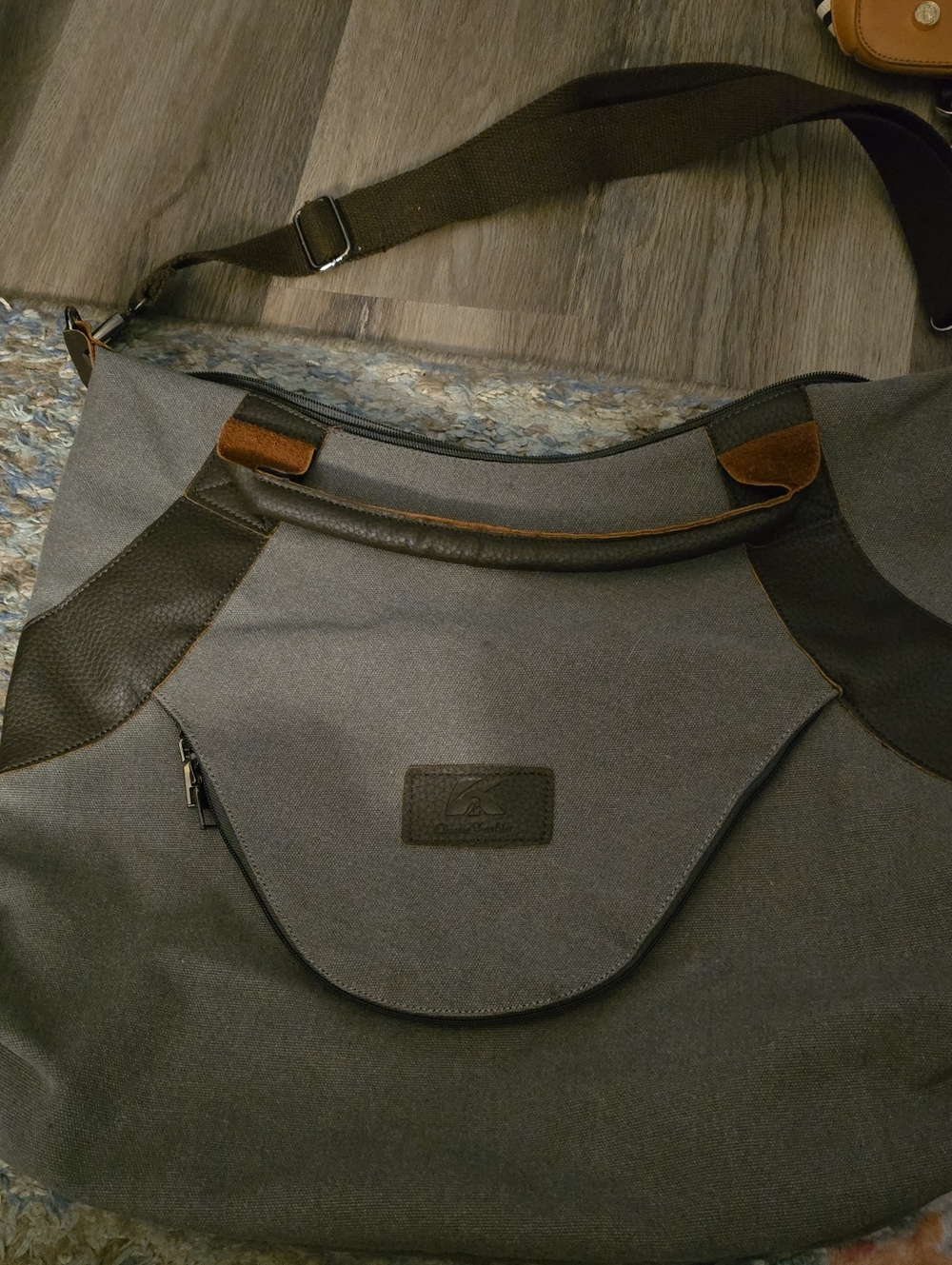 Creative FASHIONS Women's Gray Satchel with Brown Trim - Casual Everyday TOTE